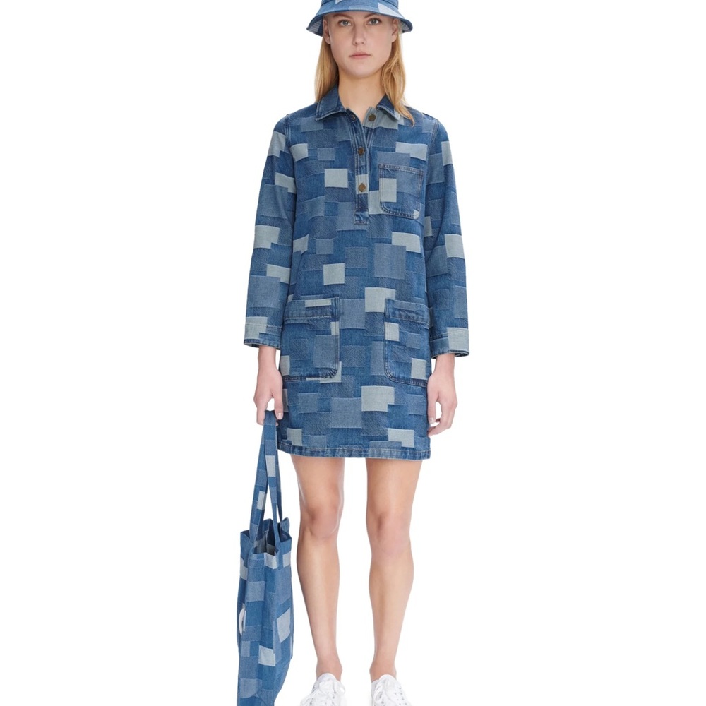 A.P.C. Blue Patchwork Denim Dress